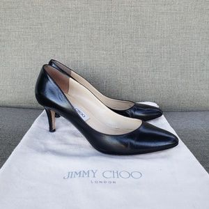Jimmy Choo Vega Black Leather Heels